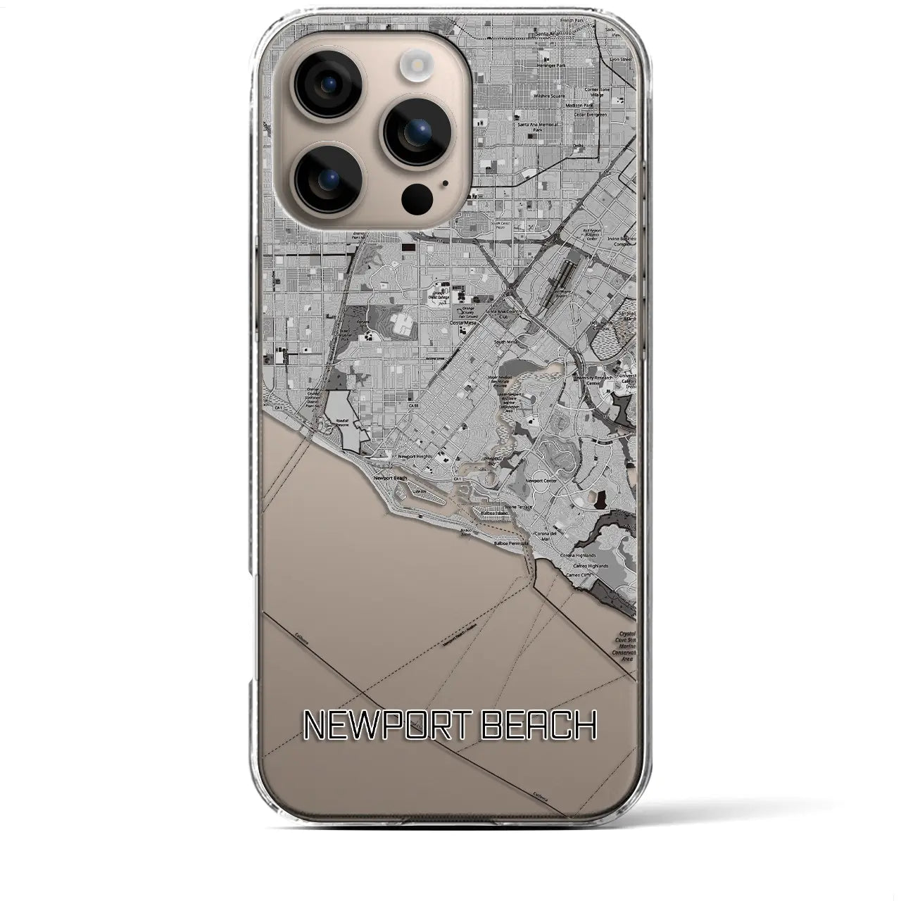 【ニューポートビーチ(アメリカ)】地図柄iPhoneケース(クリアタイプ)