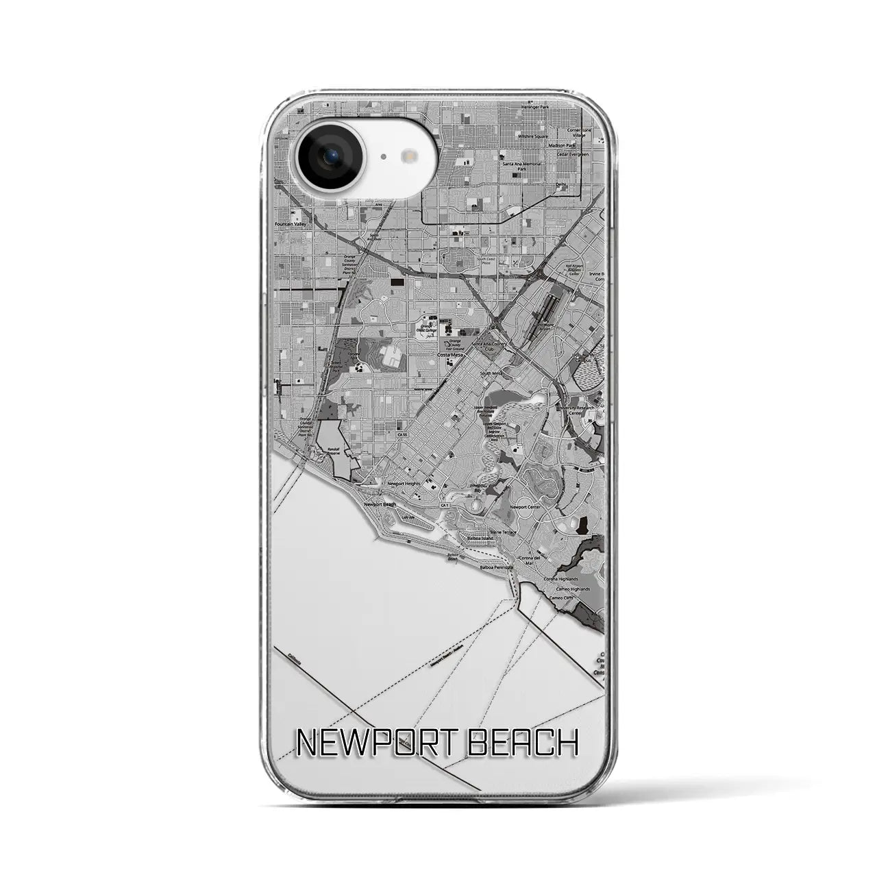 【ニューポートビーチ(アメリカ)】地図柄iPhoneケース(クリアタイプ)