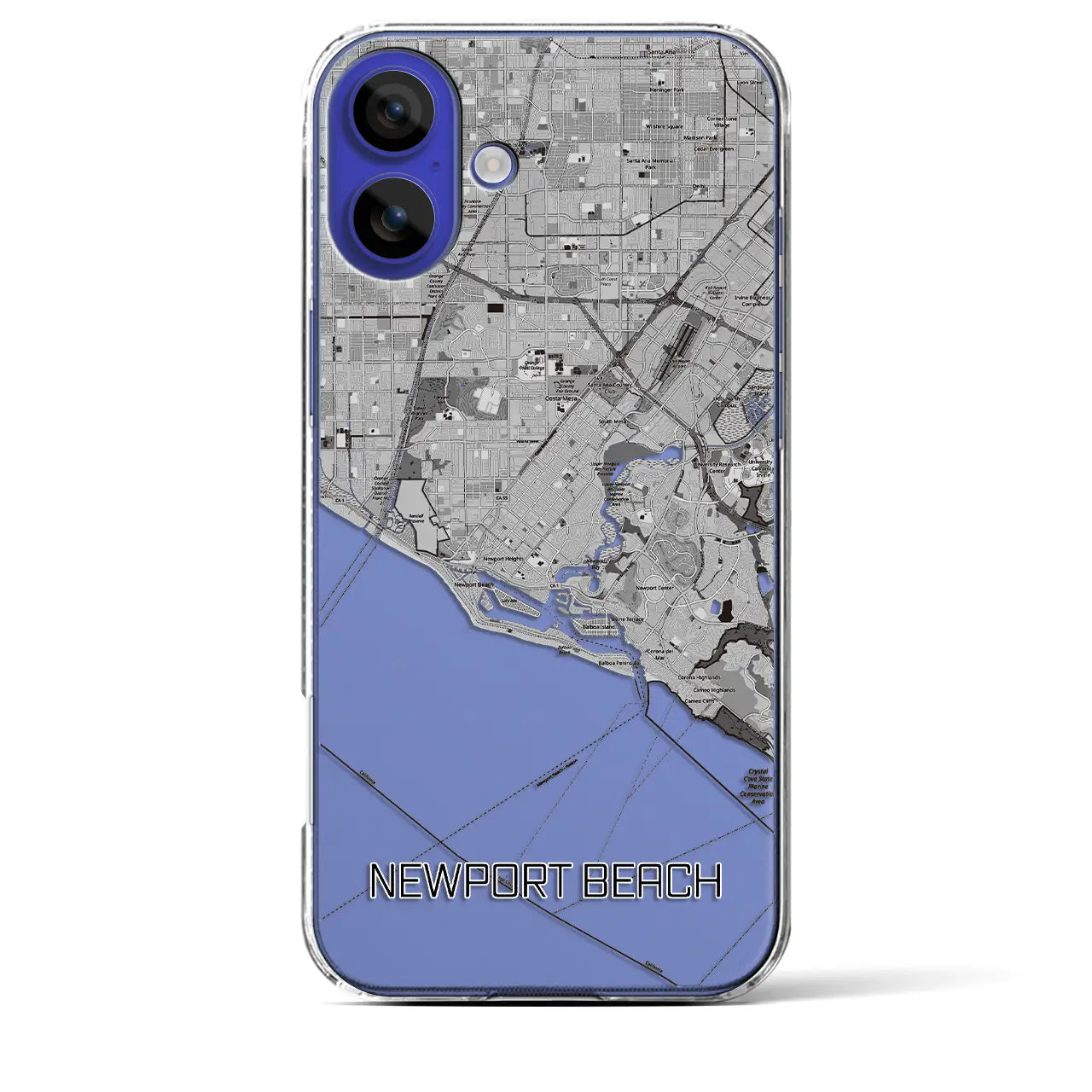 【ニューポートビーチ(アメリカ)】地図柄iPhoneケース(クリアタイプ)
