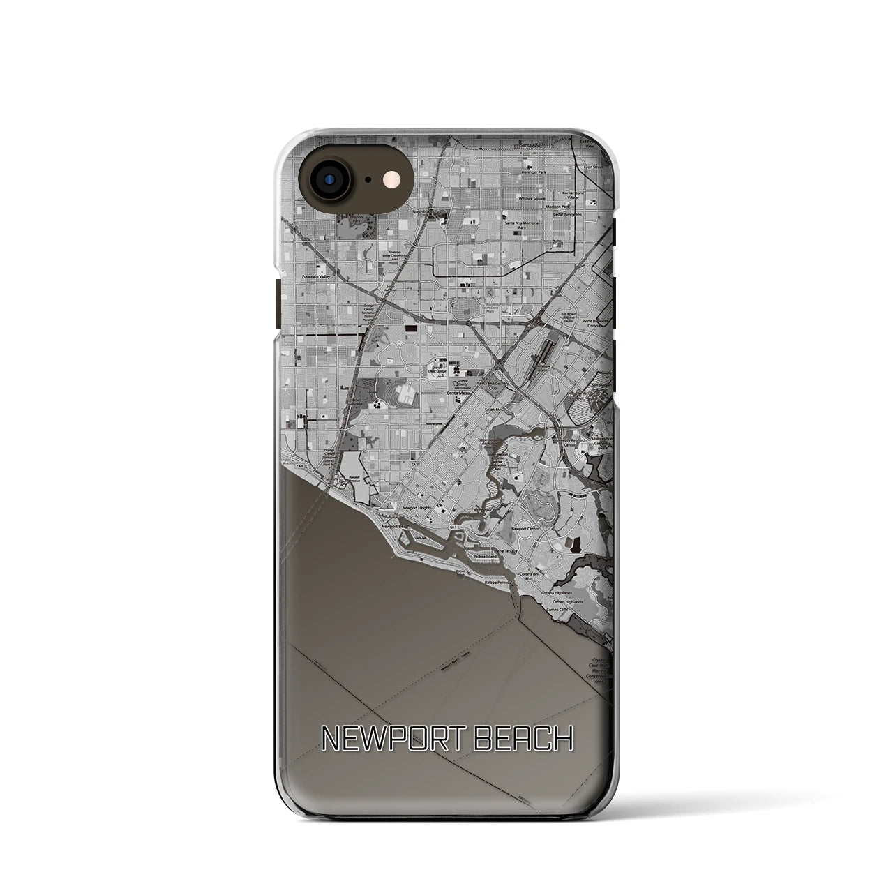 【ニューポートビーチ(アメリカ)】地図柄iPhoneケース(クリアタイプ)