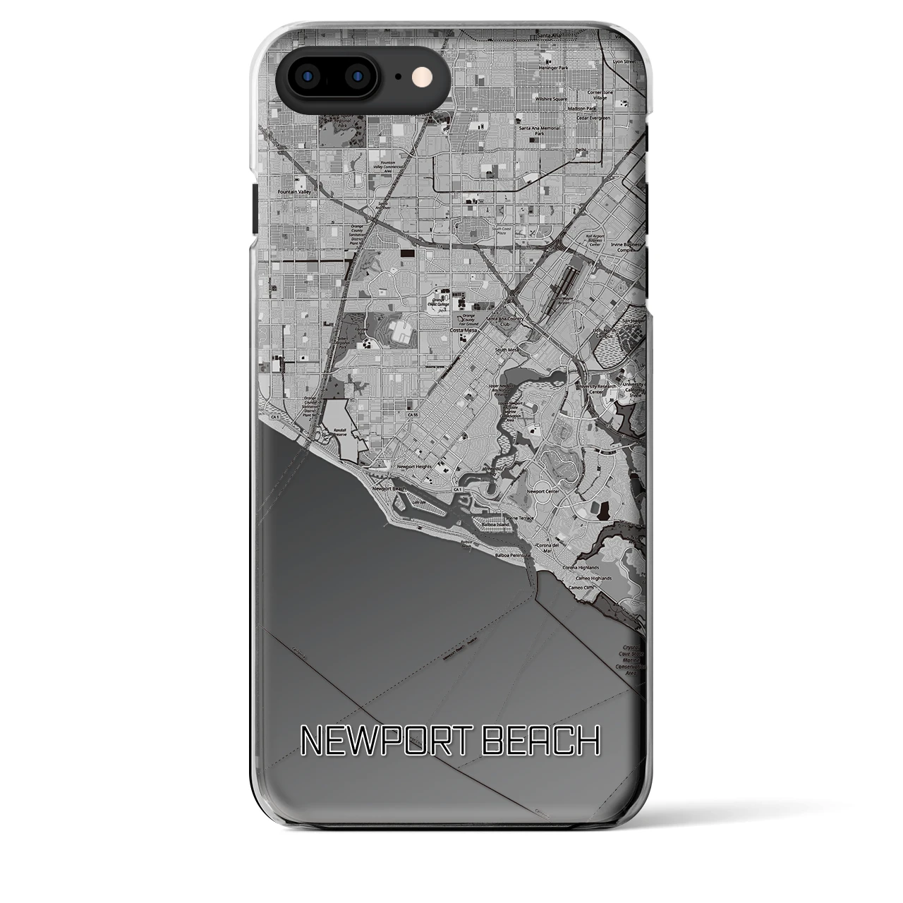 【ニューポートビーチ(アメリカ)】地図柄iPhoneケース(クリアタイプ)