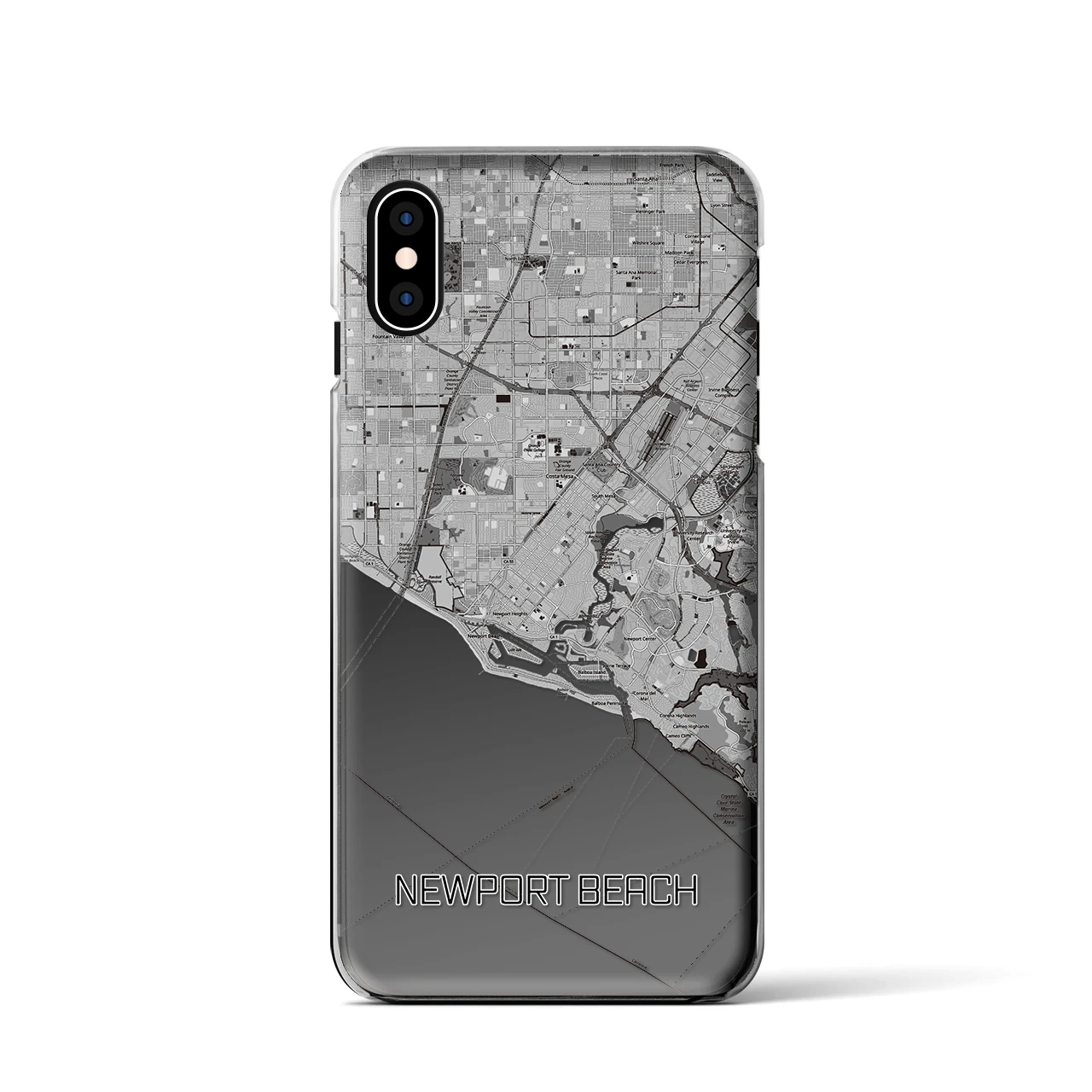 【ニューポートビーチ(アメリカ)】地図柄iPhoneケース(クリアタイプ)