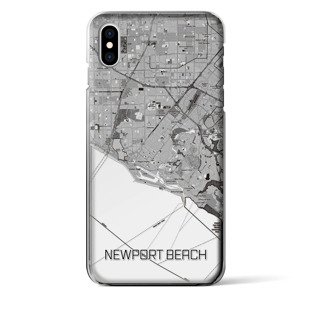 【ニューポートビーチ(アメリカ)】地図柄iPhoneケース(クリアタイプ)