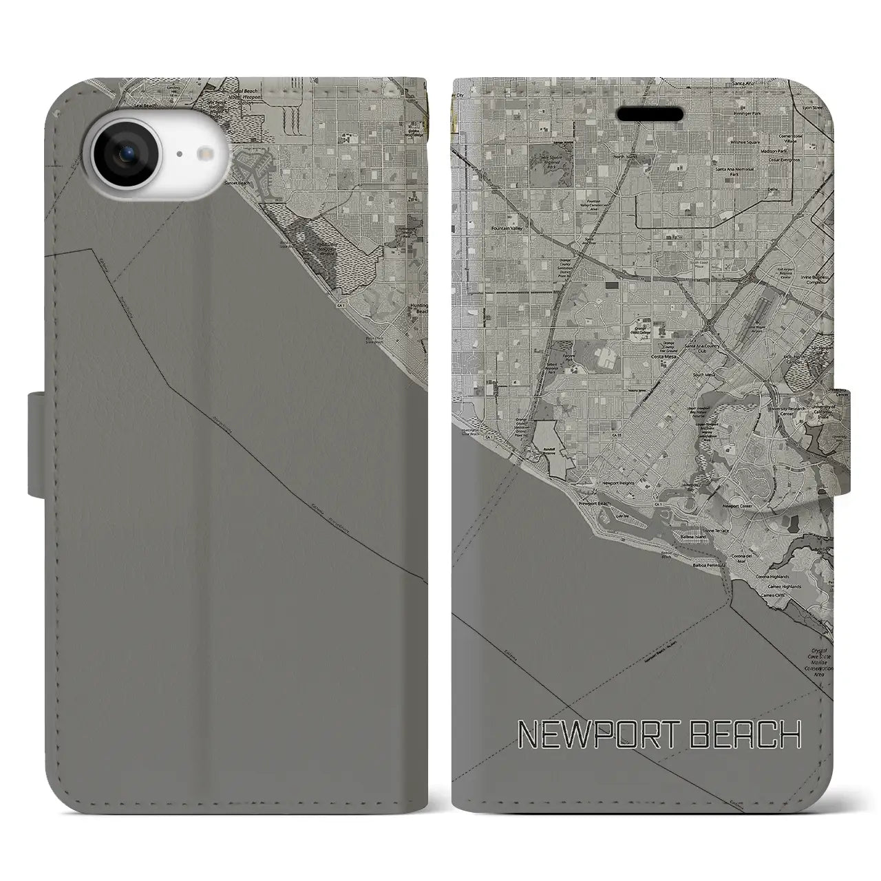 【ニューポートビーチ(アメリカ)】地図柄iPhoneケース(手帳タイプ)
