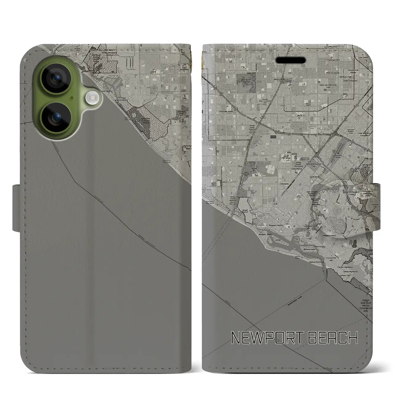 【ニューポートビーチ(アメリカ)】地図柄iPhoneケース(手帳タイプ)