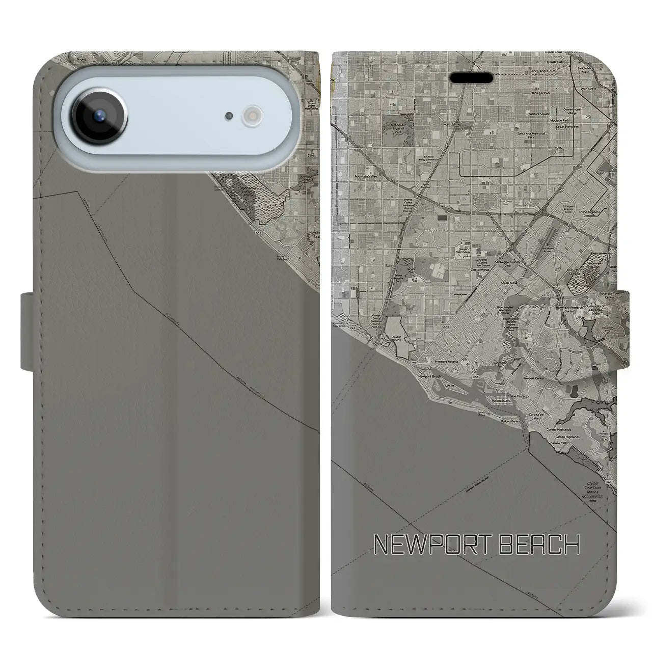 【ニューポートビーチ(アメリカ)】地図柄iPhoneケース(手帳タイプ)