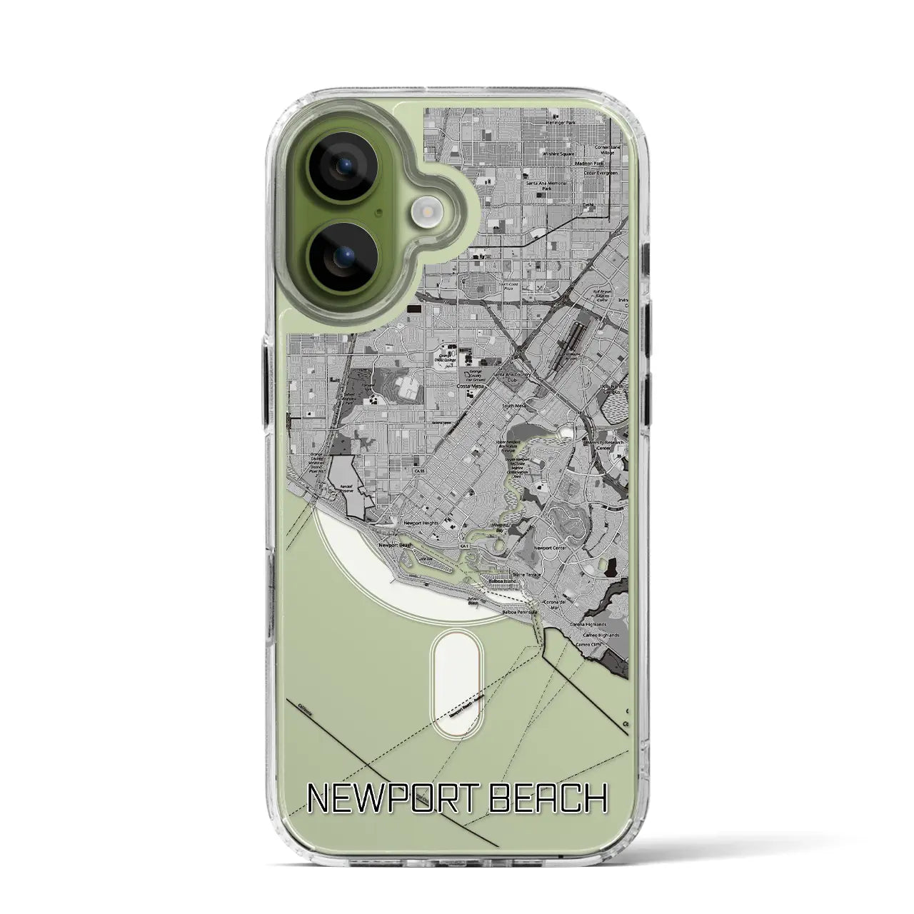 【ニューポートビーチ(アメリカ)】地図柄iPhoneケース(MagSafeタイプ)