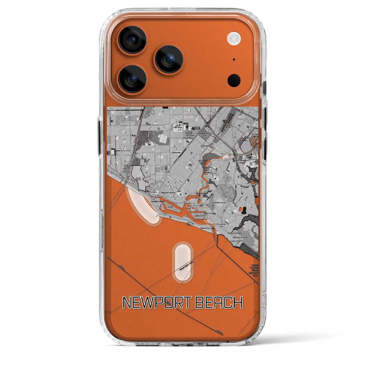 【ニューポートビーチ(アメリカ)】地図柄iPhoneケース(MagSafeタイプ)