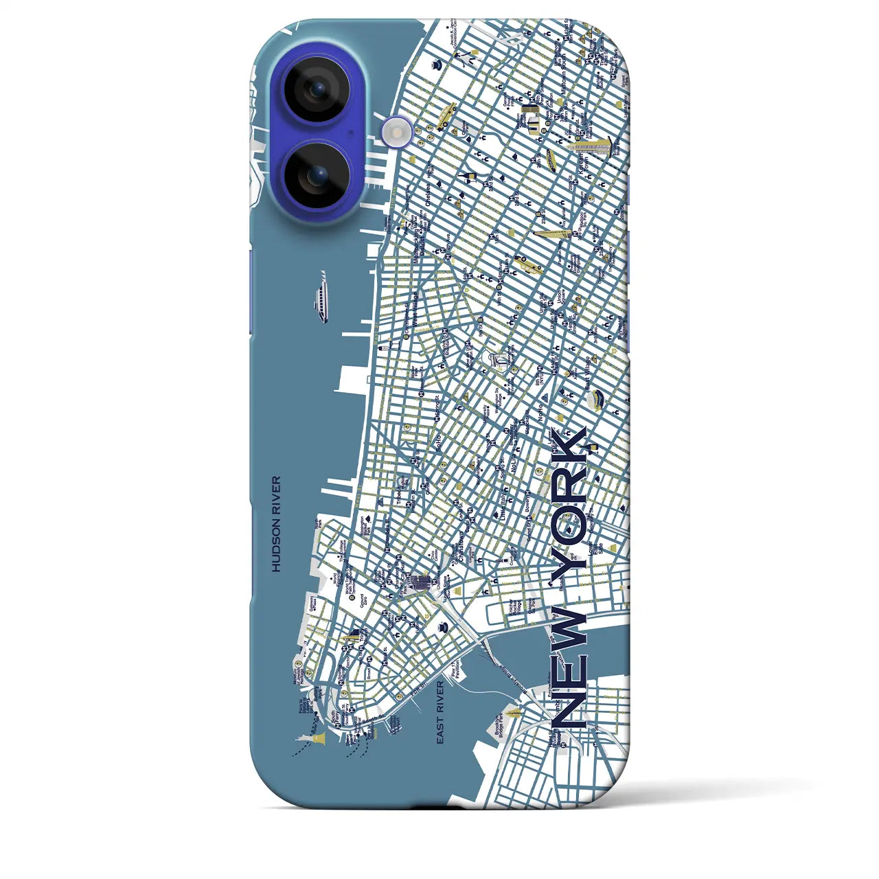 【ニューヨーク(イラスト)】イラストマップiPhoneケース(バックカバータイプ)ダーク・iPhone 16 Pro Max 用