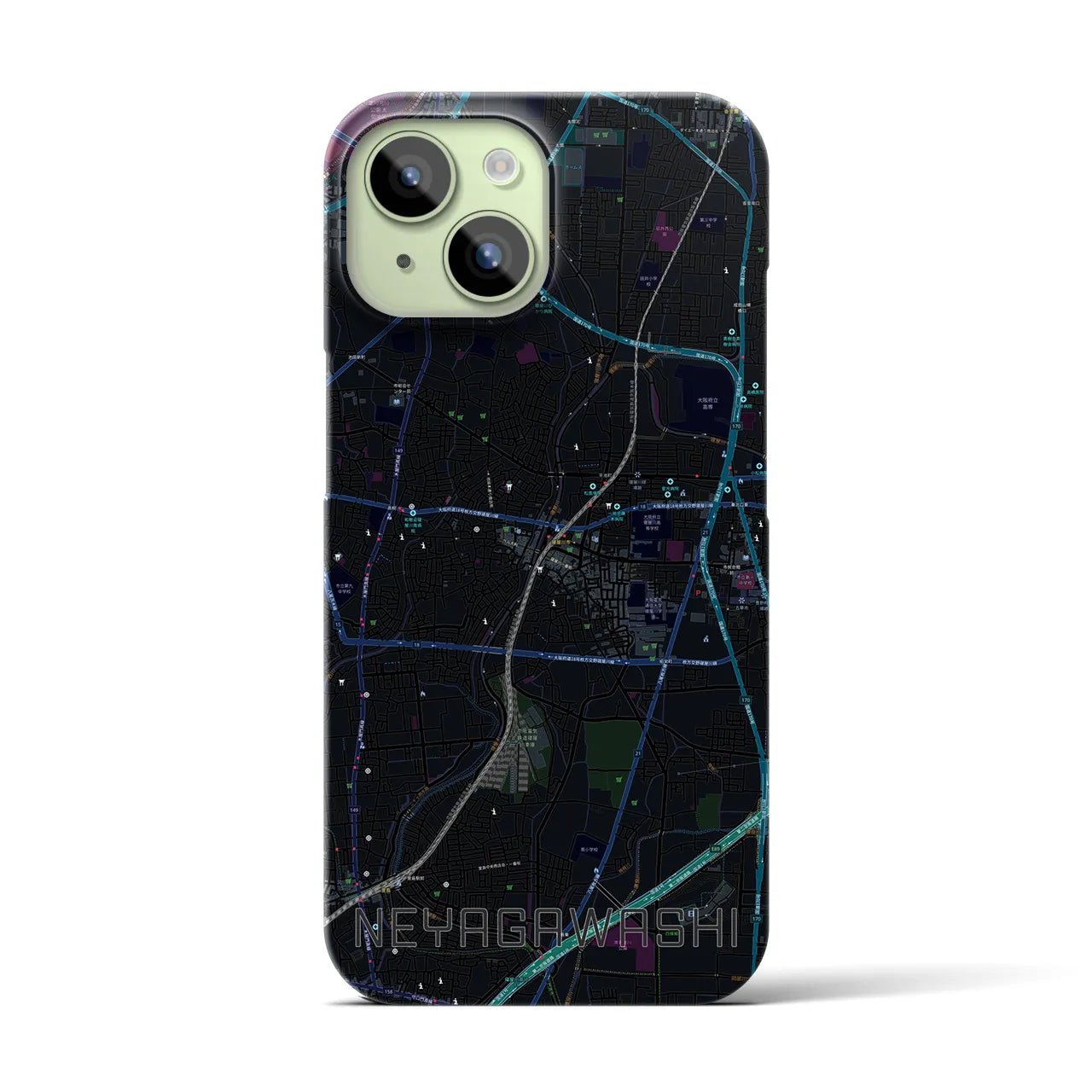 【寝屋川市(大阪府)】地図柄iPhoneケース(バックカバータイプ)