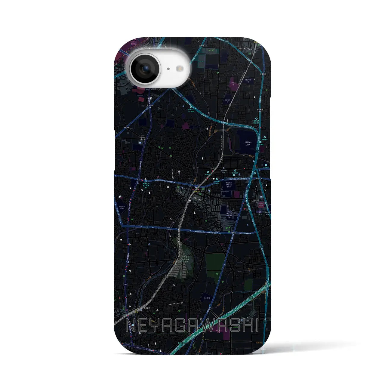 【寝屋川市(大阪府)】地図柄iPhoneケース(バックカバータイプ)