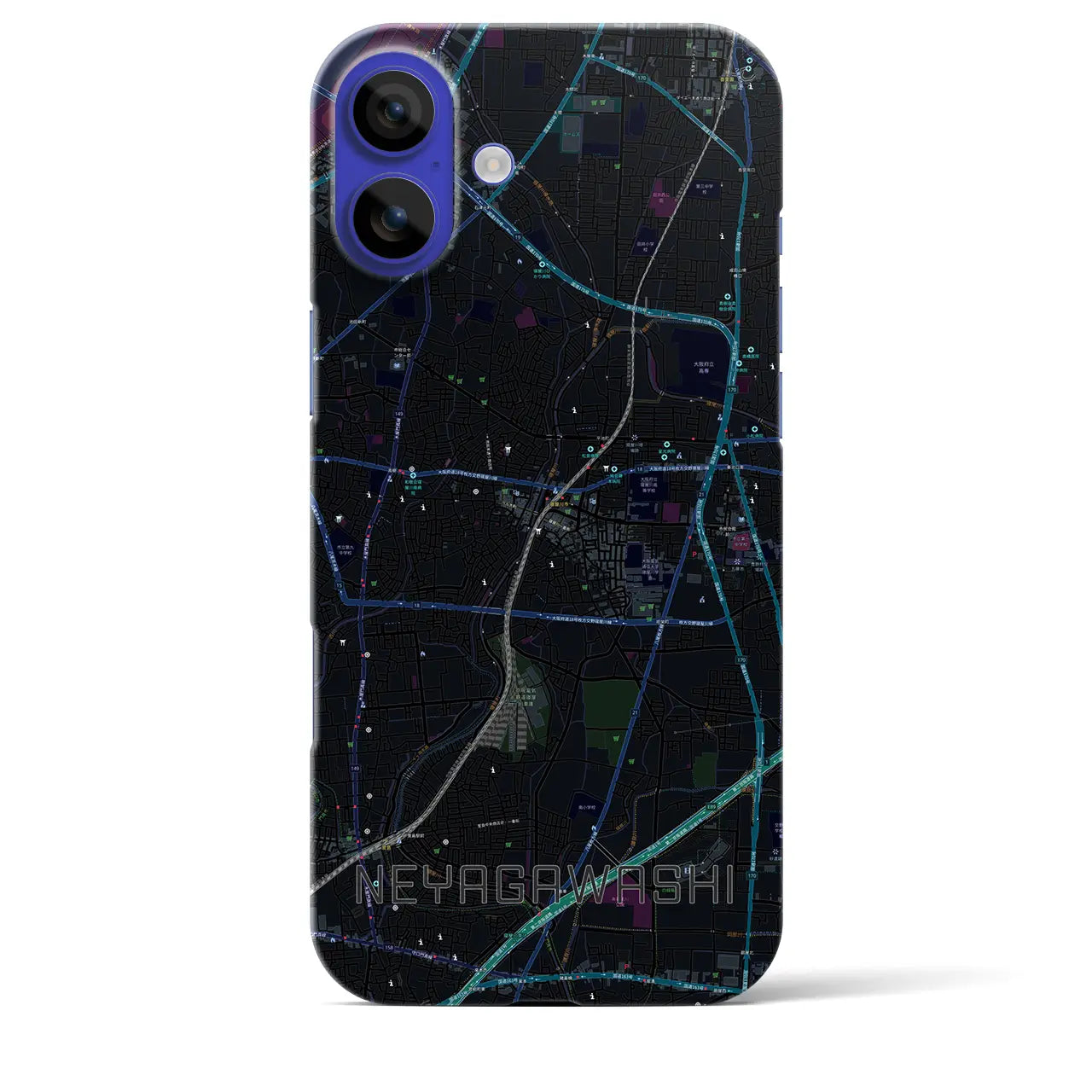 【寝屋川市(大阪府)】地図柄iPhoneケース(バックカバータイプ)