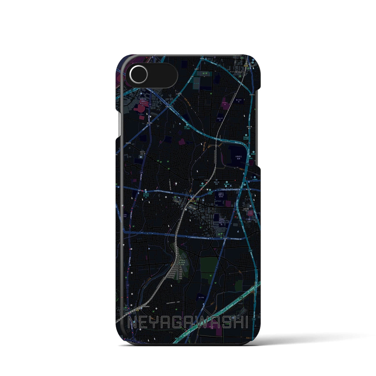 【寝屋川市(大阪府)】地図柄iPhoneケース(バックカバータイプ)