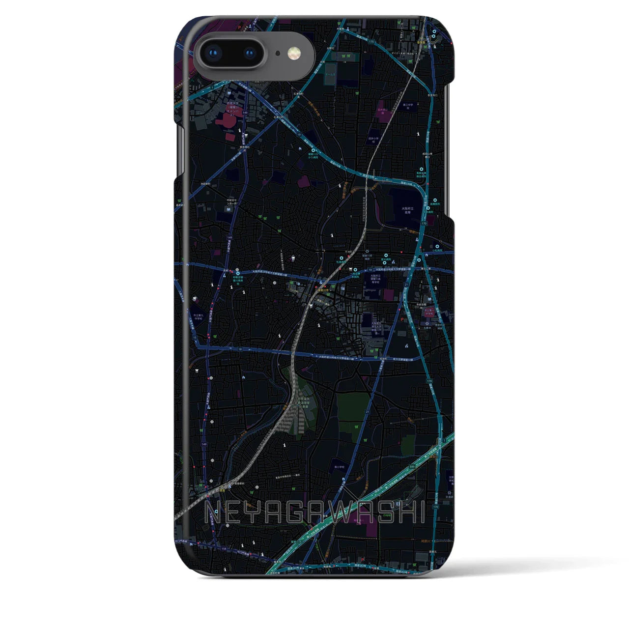 【寝屋川市(大阪府)】地図柄iPhoneケース(バックカバータイプ)