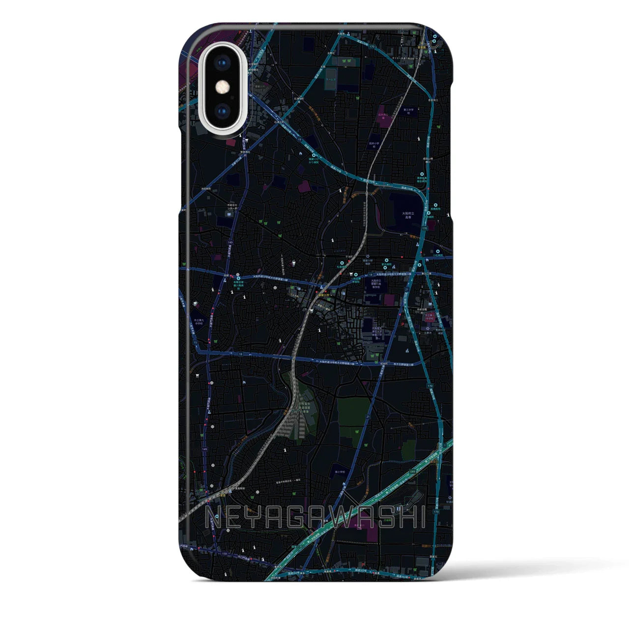 【寝屋川市(大阪府)】地図柄iPhoneケース(バックカバータイプ)
