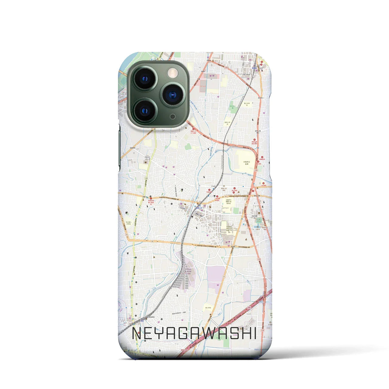 【寝屋川市(大阪府)】地図柄iPhoneケース(バックカバータイプ)