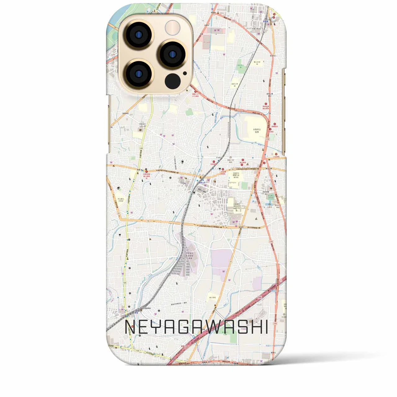 【寝屋川市(大阪府)】地図柄iPhoneケース(バックカバータイプ)