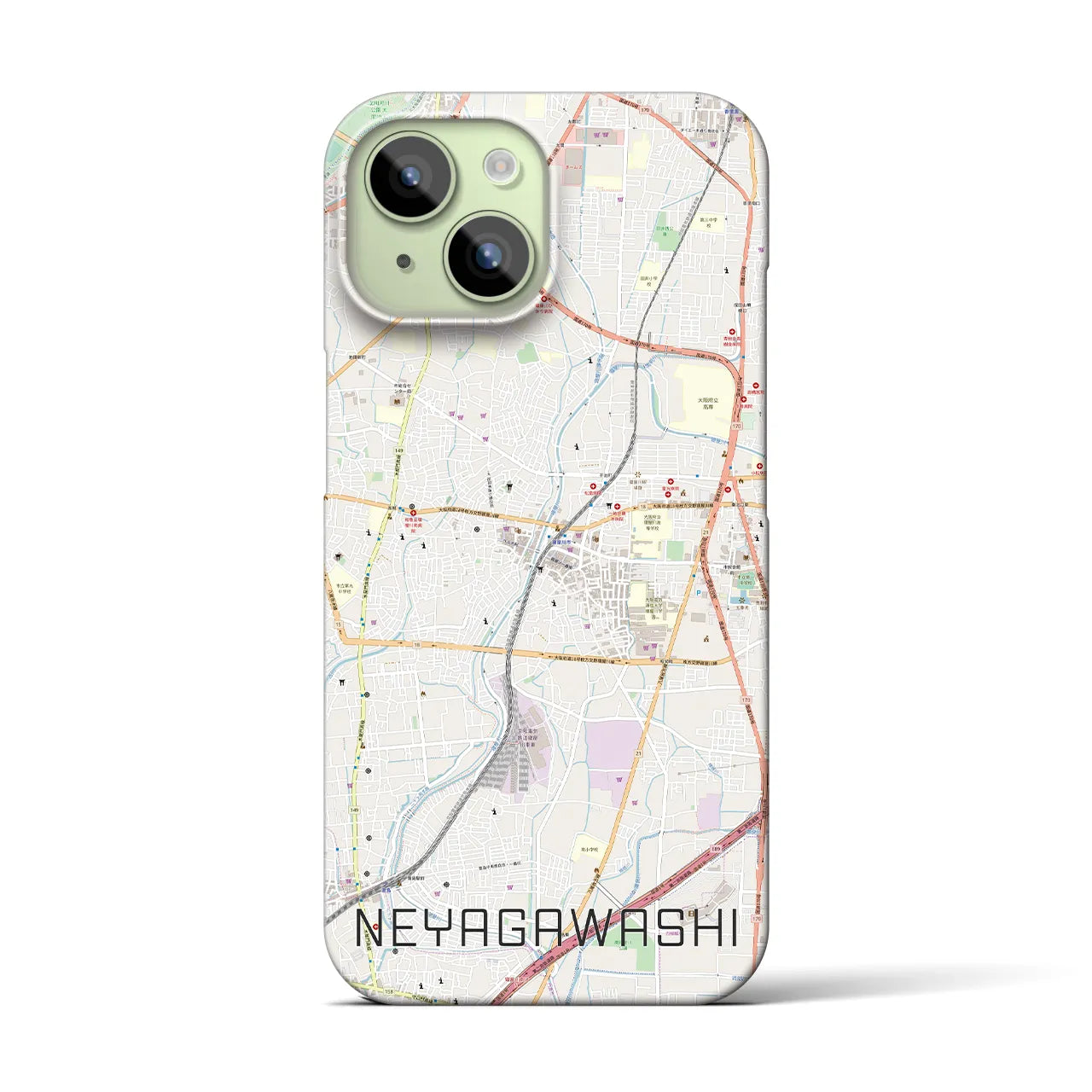 【寝屋川市(大阪府)】地図柄iPhoneケース(バックカバータイプ)