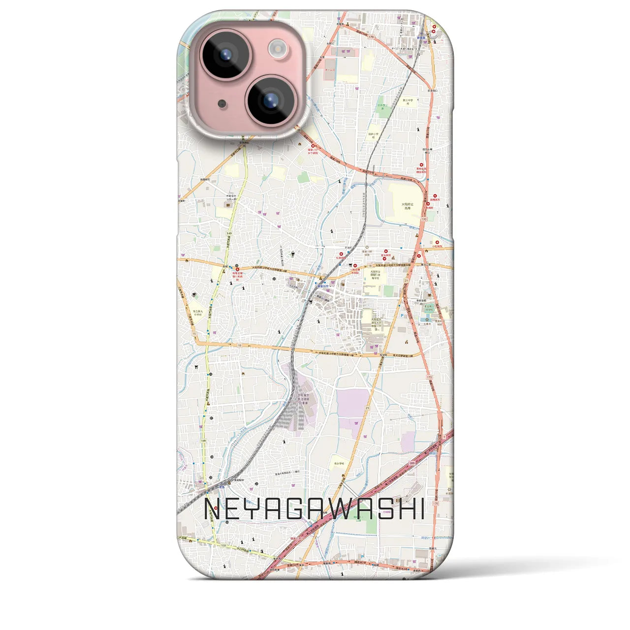 【寝屋川市(大阪府)】地図柄iPhoneケース(バックカバータイプ)