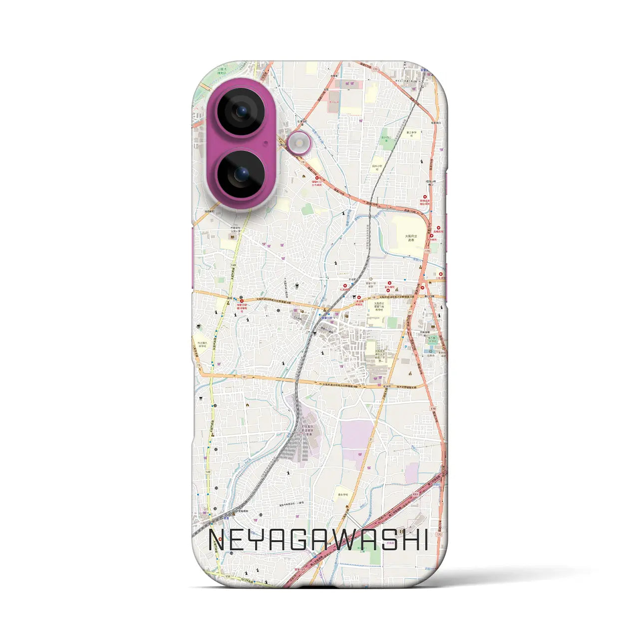 【寝屋川市(大阪府)】地図柄iPhoneケース(バックカバータイプ)