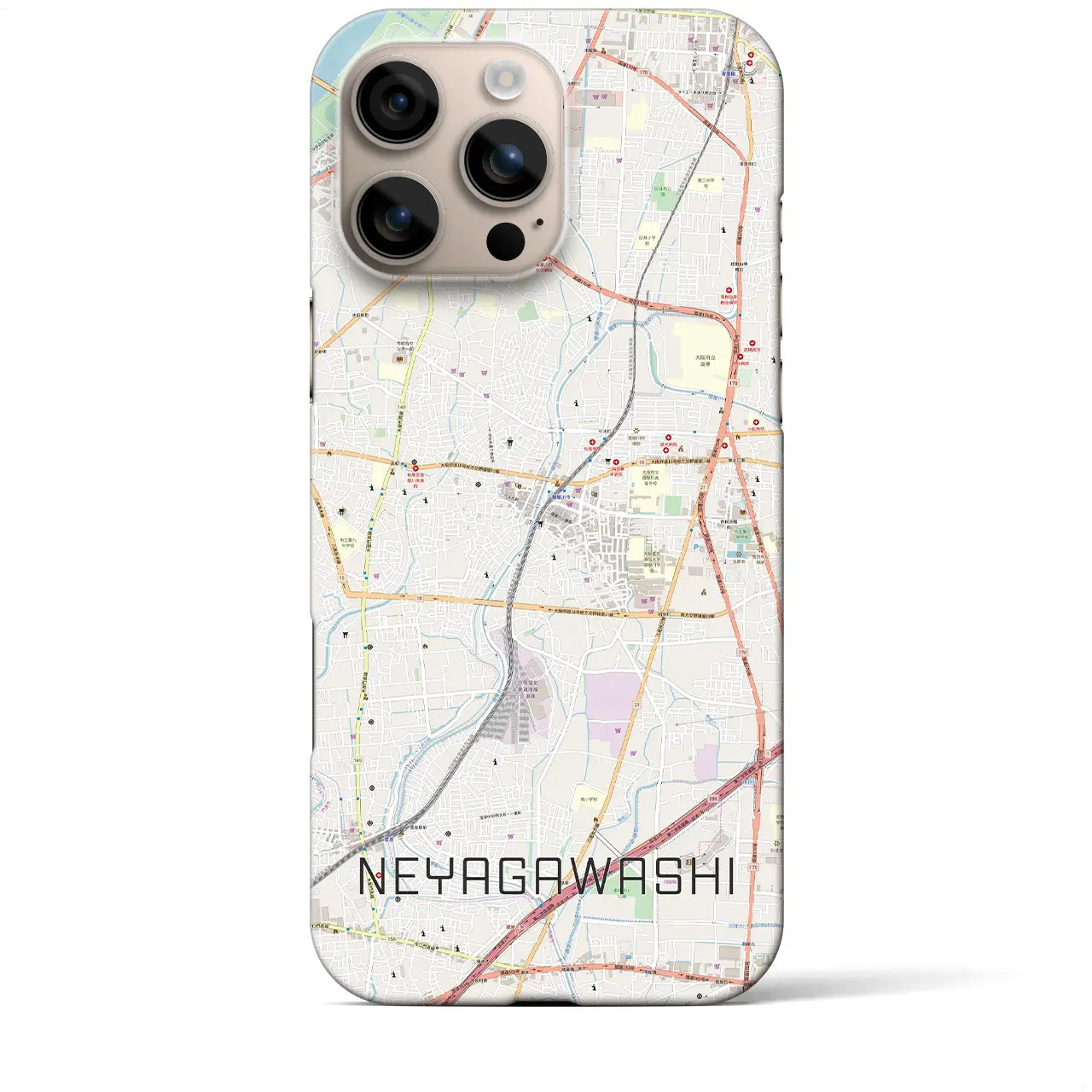 【寝屋川市(大阪府)】地図柄iPhoneケース(バックカバータイプ)