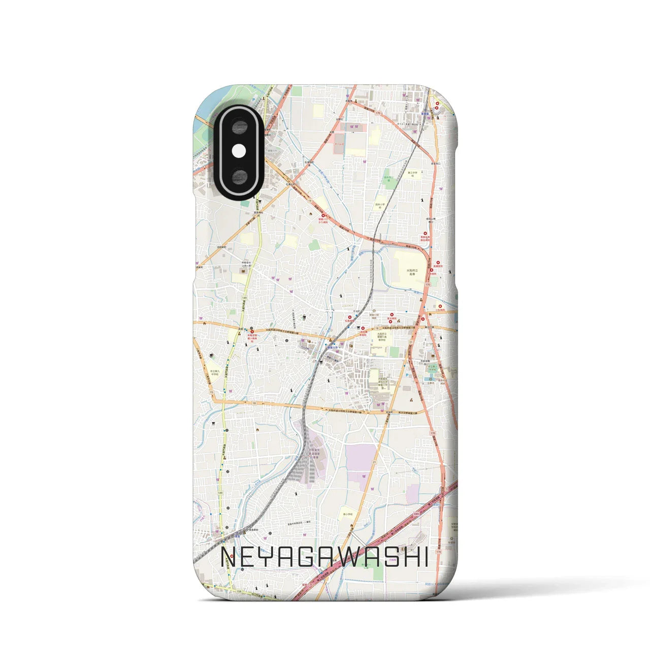 【寝屋川市(大阪府)】地図柄iPhoneケース(バックカバータイプ)
