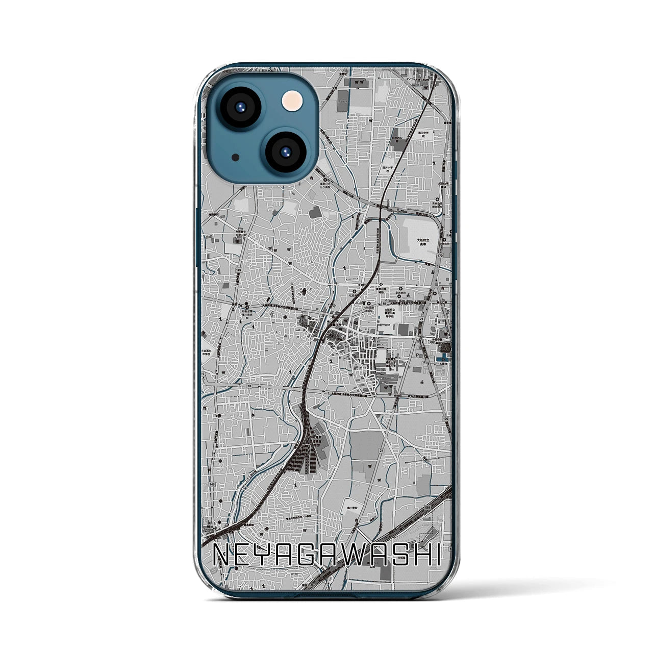 【寝屋川市(大阪府)】地図柄iPhoneケース(クリアタイプ)