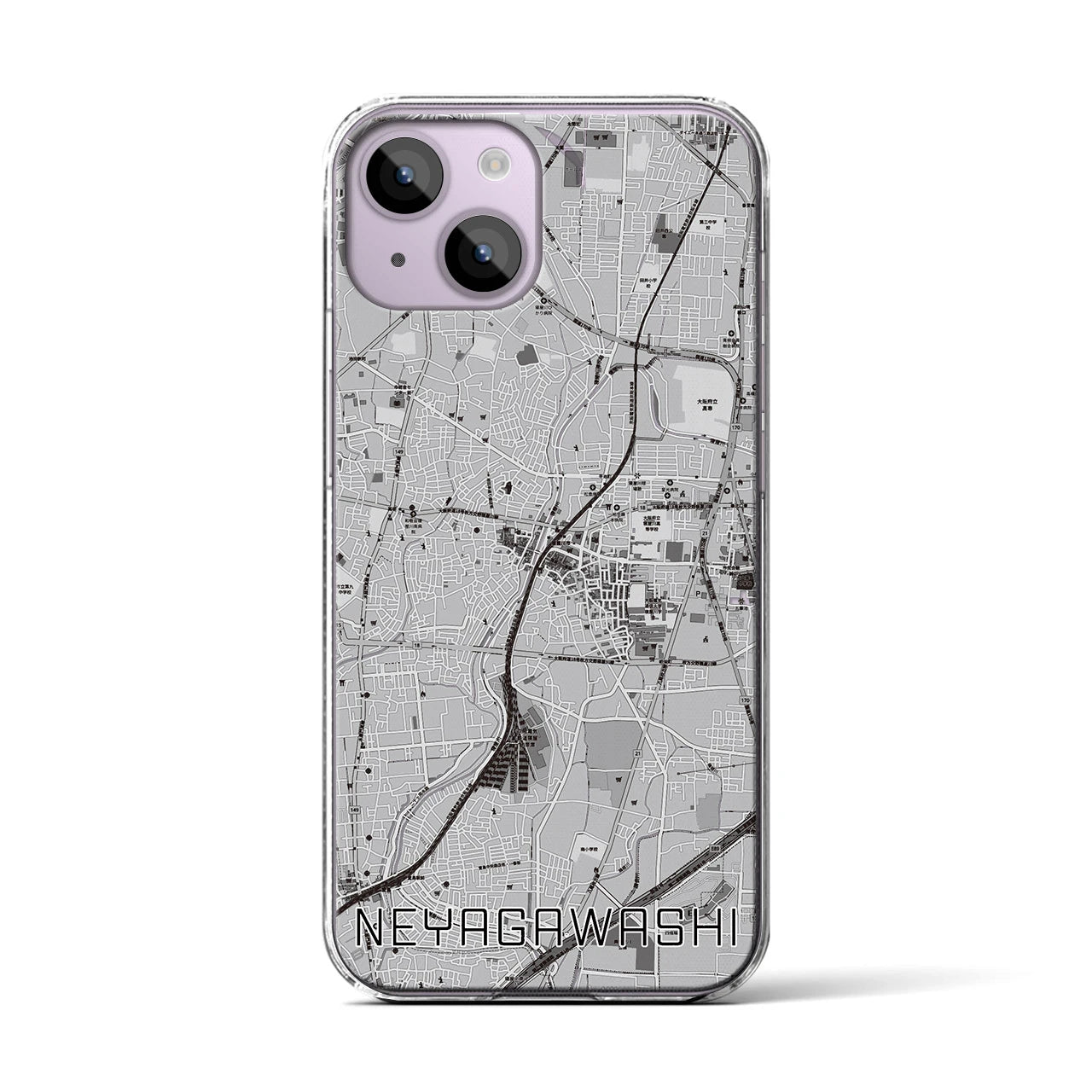 【寝屋川市(大阪府)】地図柄iPhoneケース(クリアタイプ)