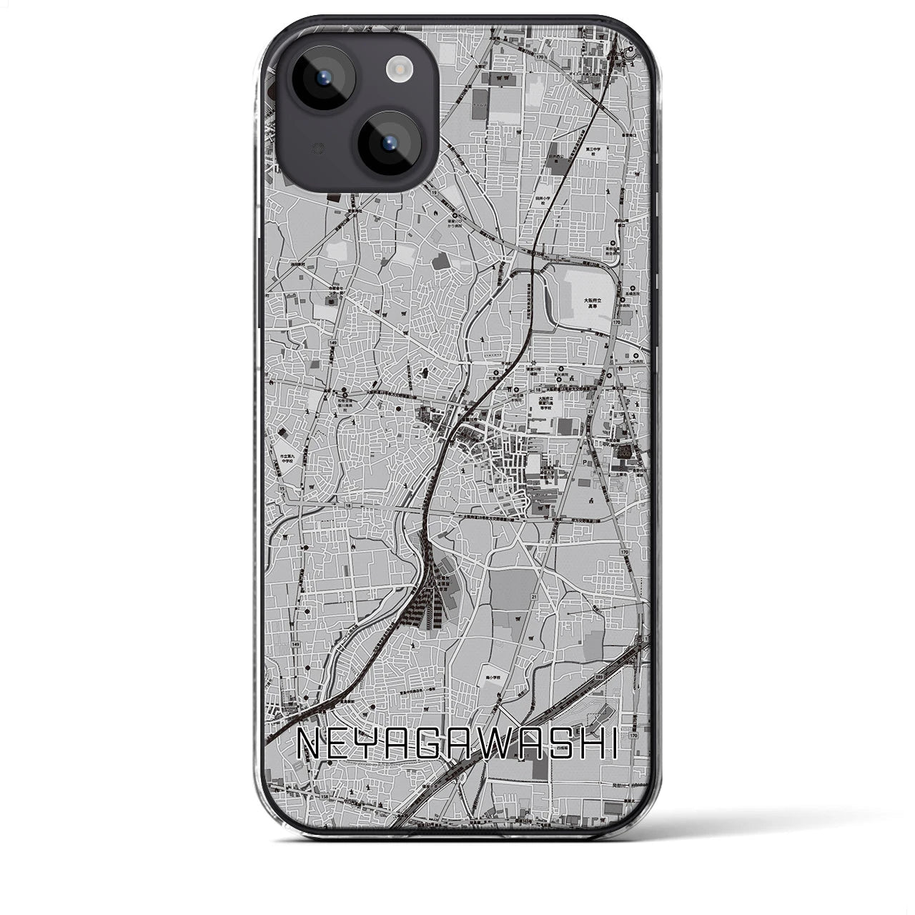 【寝屋川市(大阪府)】地図柄iPhoneケース(クリアタイプ)