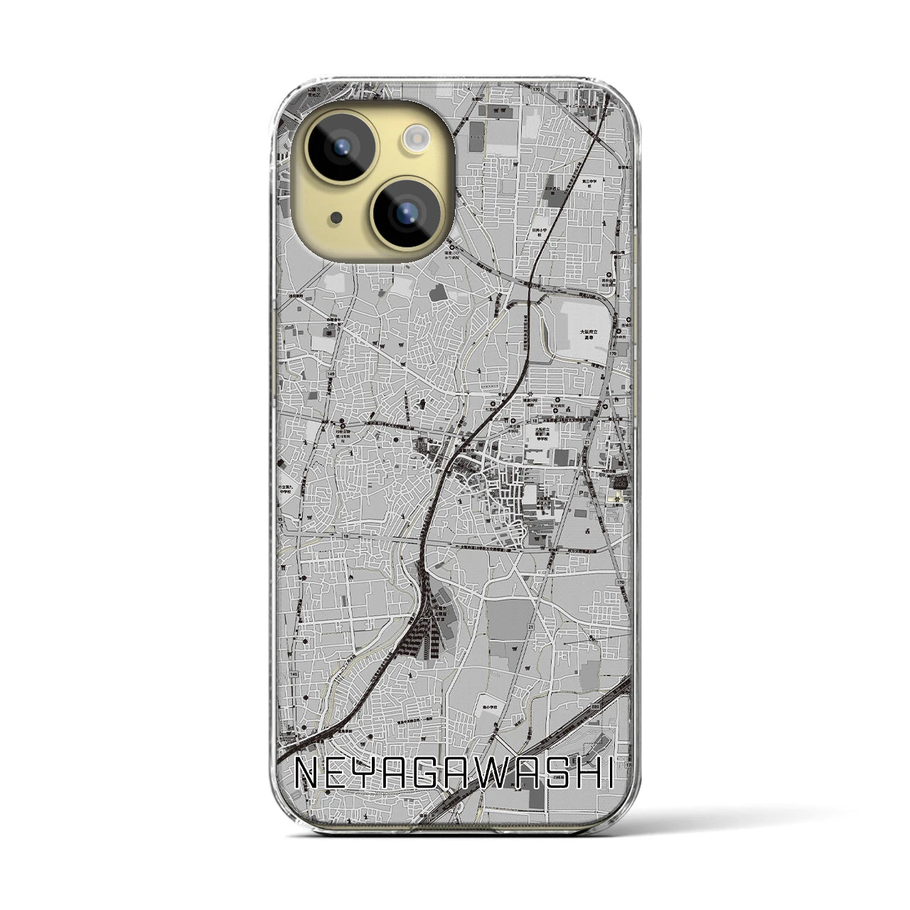 【寝屋川市(大阪府)】地図柄iPhoneケース(クリアタイプ)