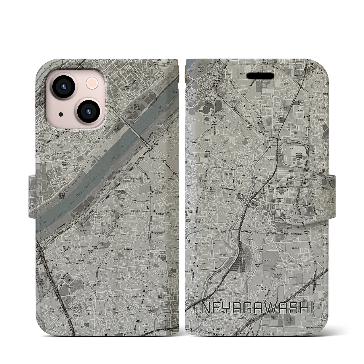 【寝屋川市(大阪府)】地図柄iPhoneケース(手帳タイプ)