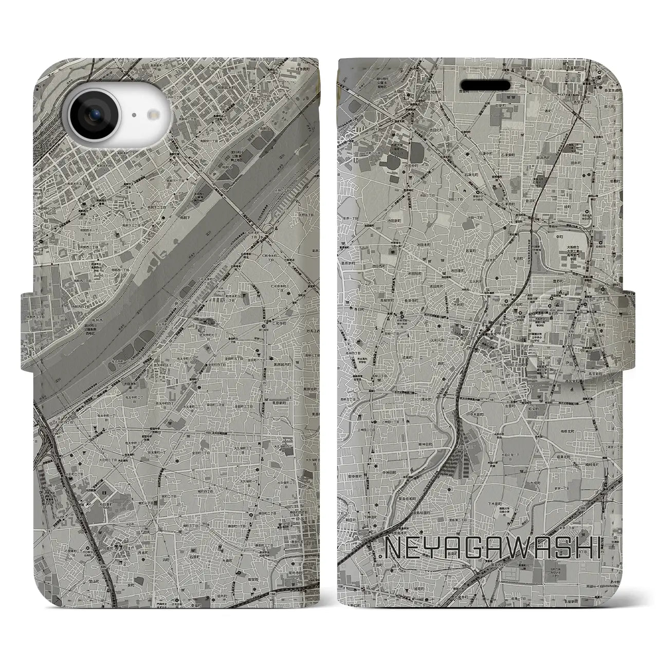 【寝屋川市(大阪府)】地図柄iPhoneケース(手帳タイプ)