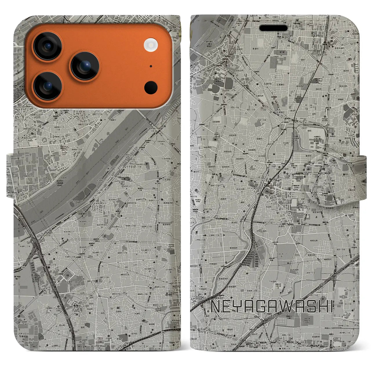 【寝屋川市(大阪府)】地図柄iPhoneケース(手帳タイプ)