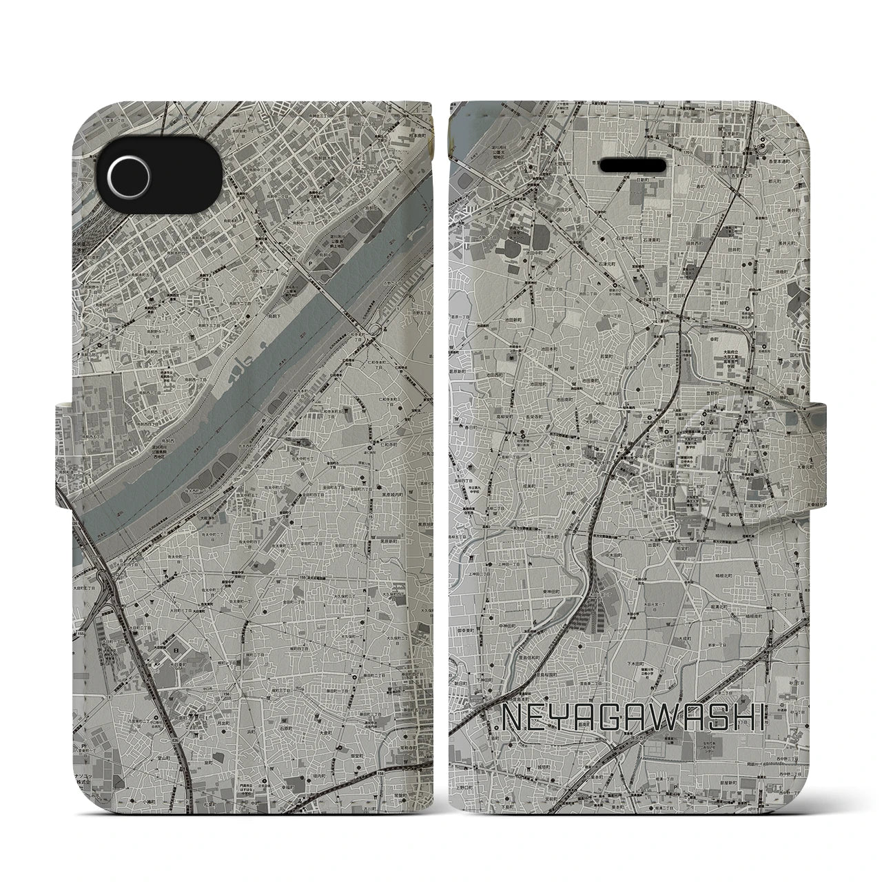 【寝屋川市(大阪府)】地図柄iPhoneケース(手帳タイプ)