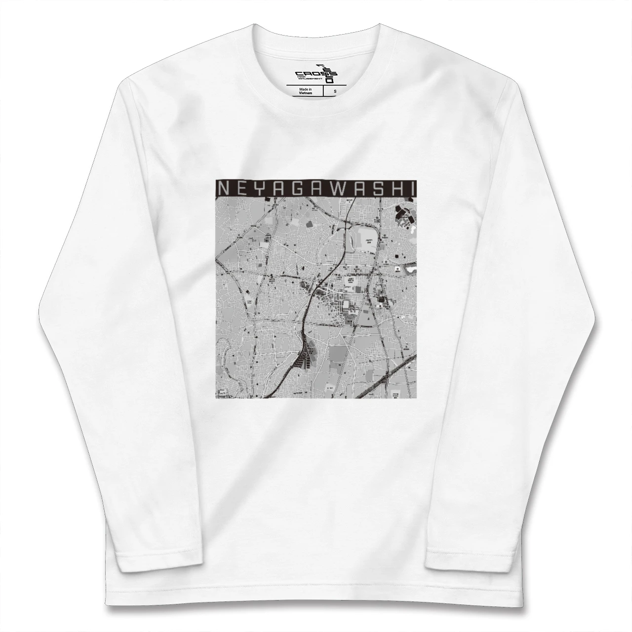 【寝屋川市(大阪府)】地図柄ロングスリーブTシャツ