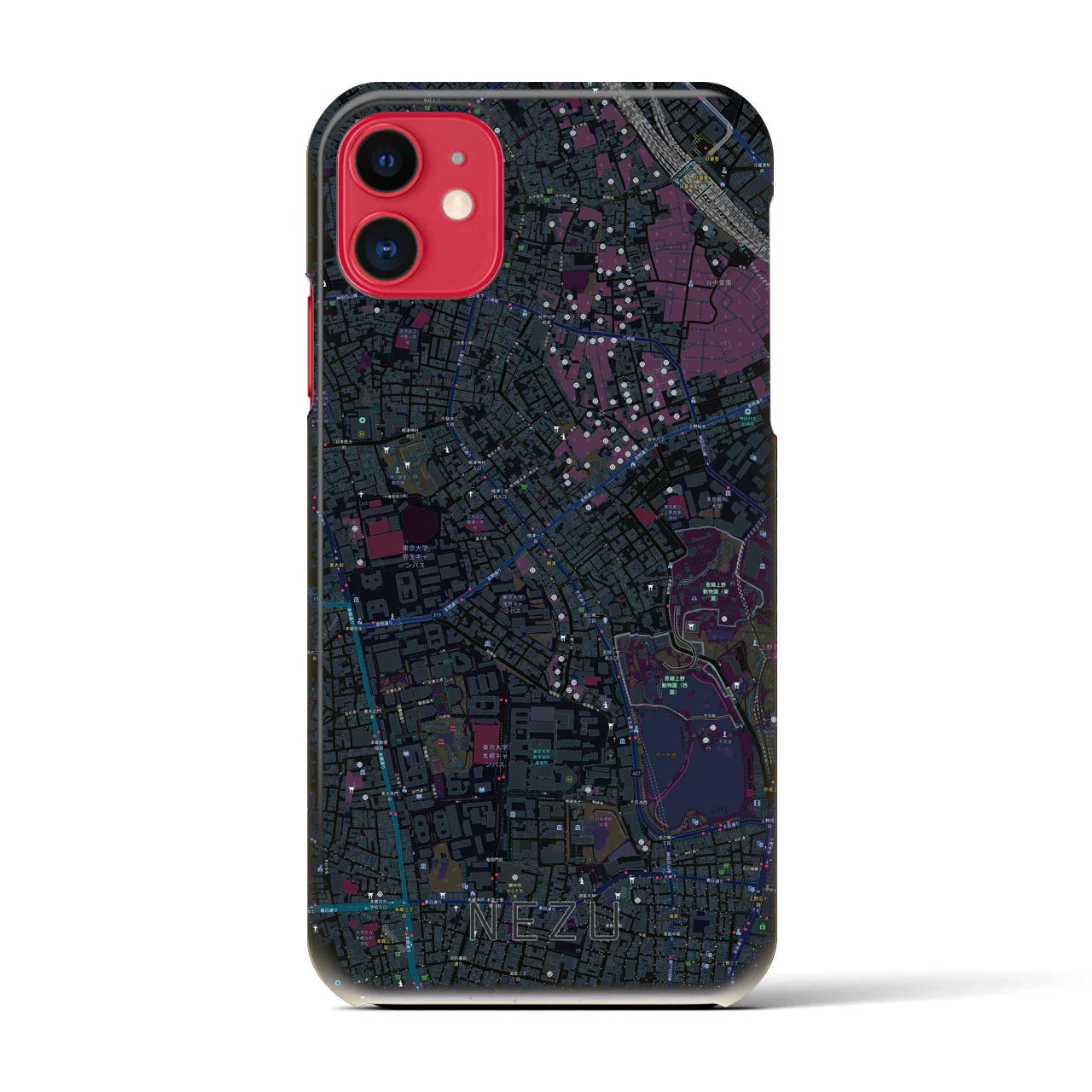 【根津(東京都)】地図柄iPhoneケース(バックカバータイプ)