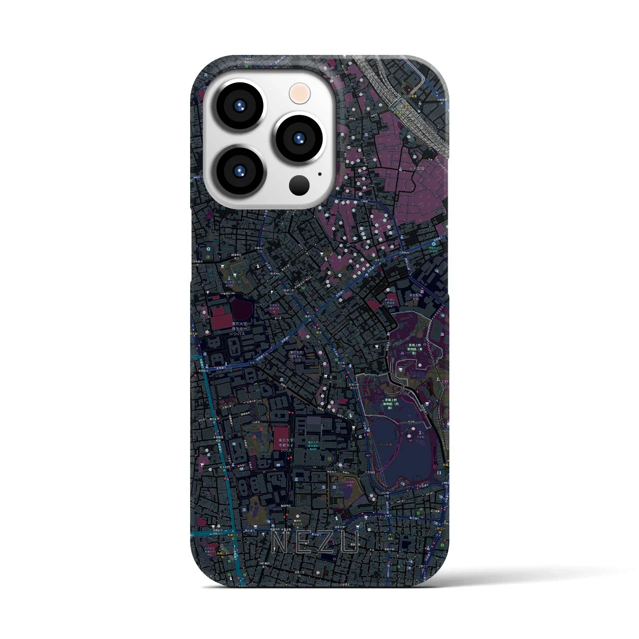 【根津(東京都)】地図柄iPhoneケース(バックカバータイプ)