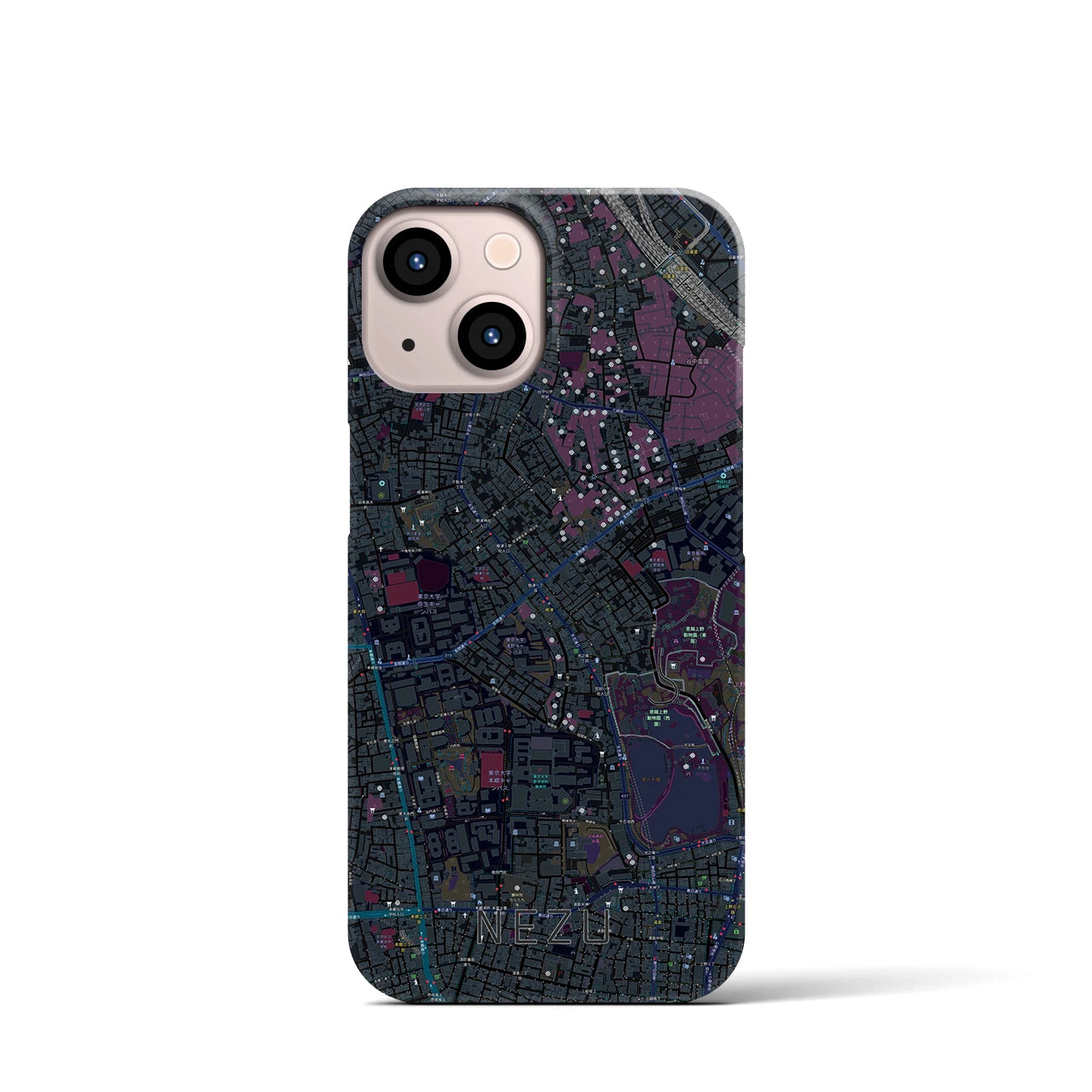 【根津(東京都)】地図柄iPhoneケース(バックカバータイプ)