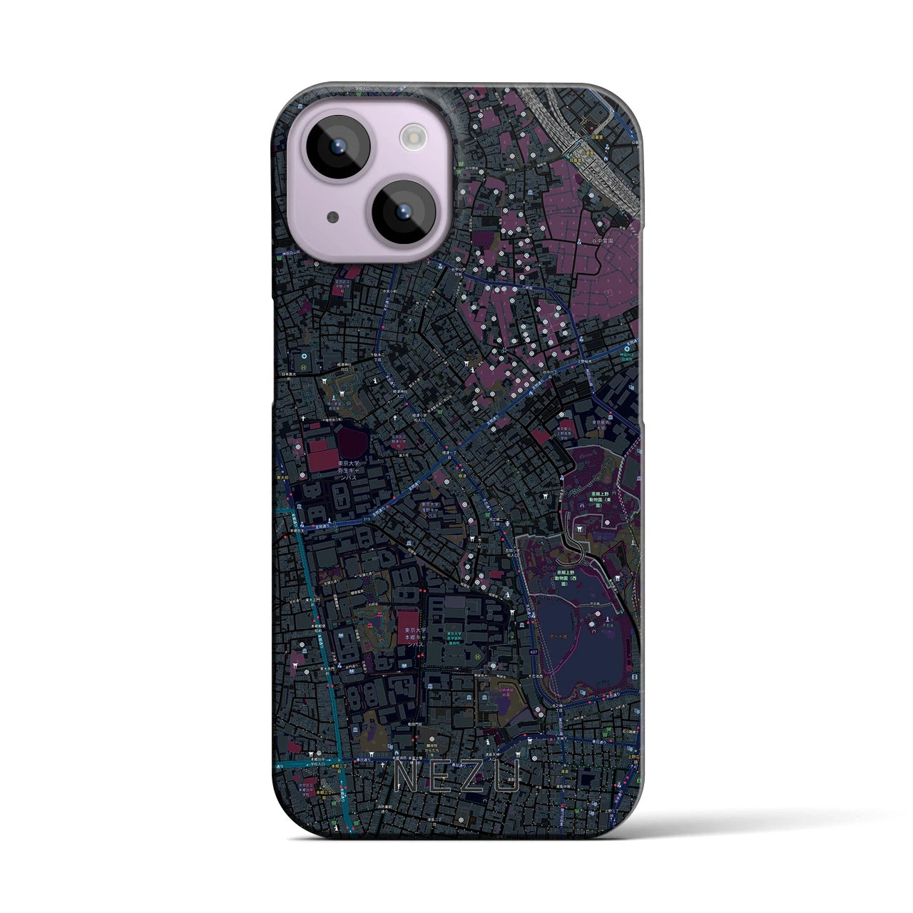 【根津(東京都)】地図柄iPhoneケース(バックカバータイプ)