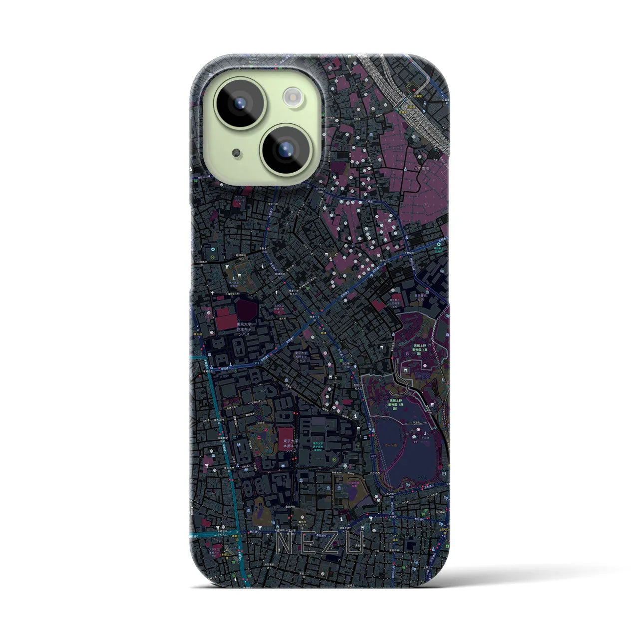 【根津(東京都)】地図柄iPhoneケース(バックカバータイプ)