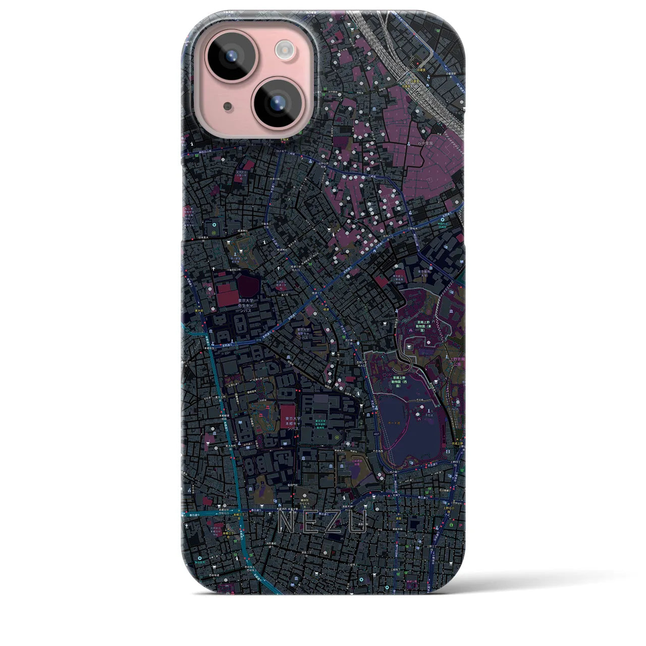 【根津(東京都)】地図柄iPhoneケース(バックカバータイプ)