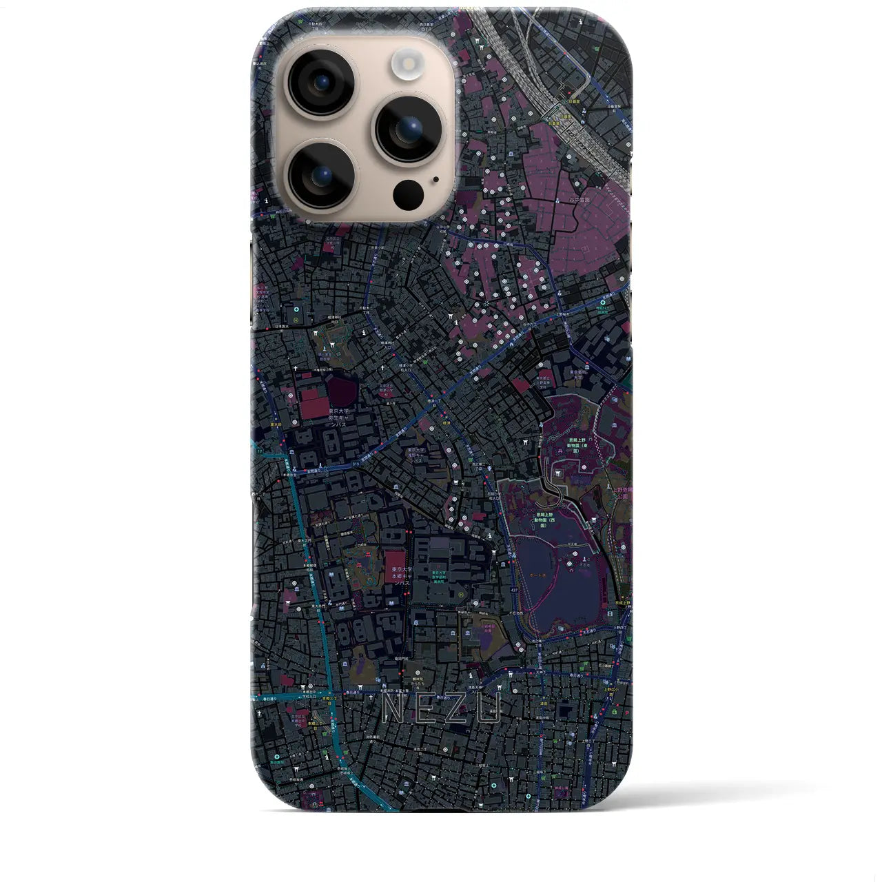 【根津(東京都)】地図柄iPhoneケース(バックカバータイプ)