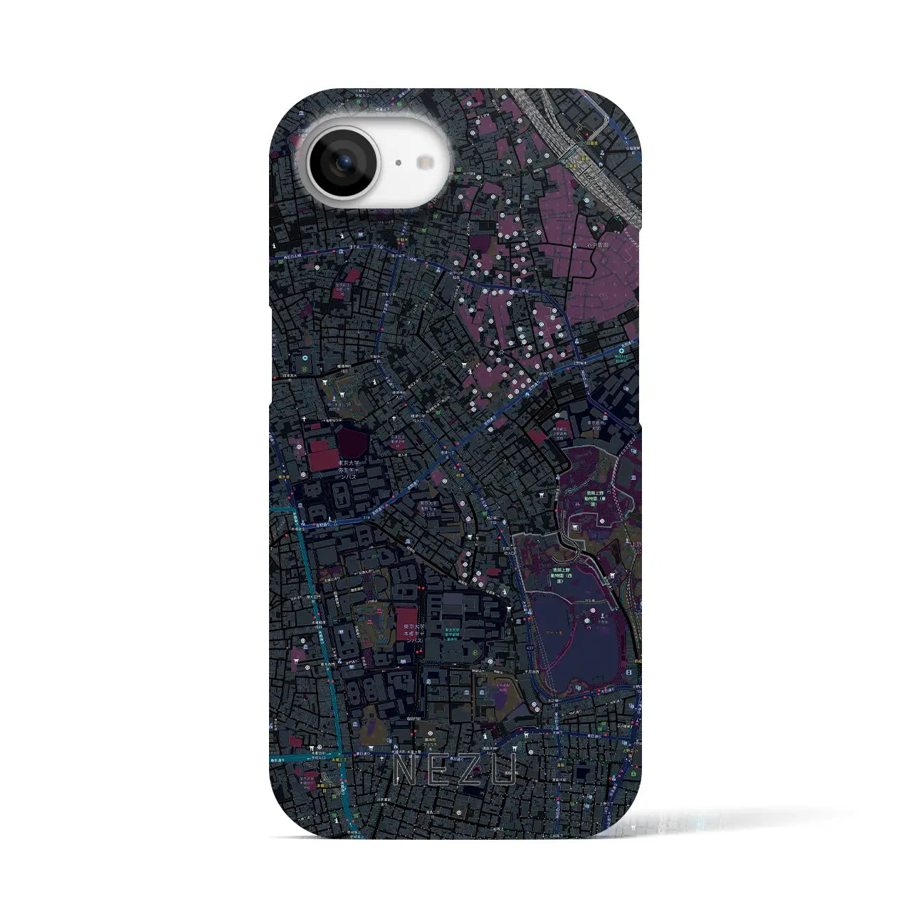 【根津(東京都)】地図柄iPhoneケース(バックカバータイプ)