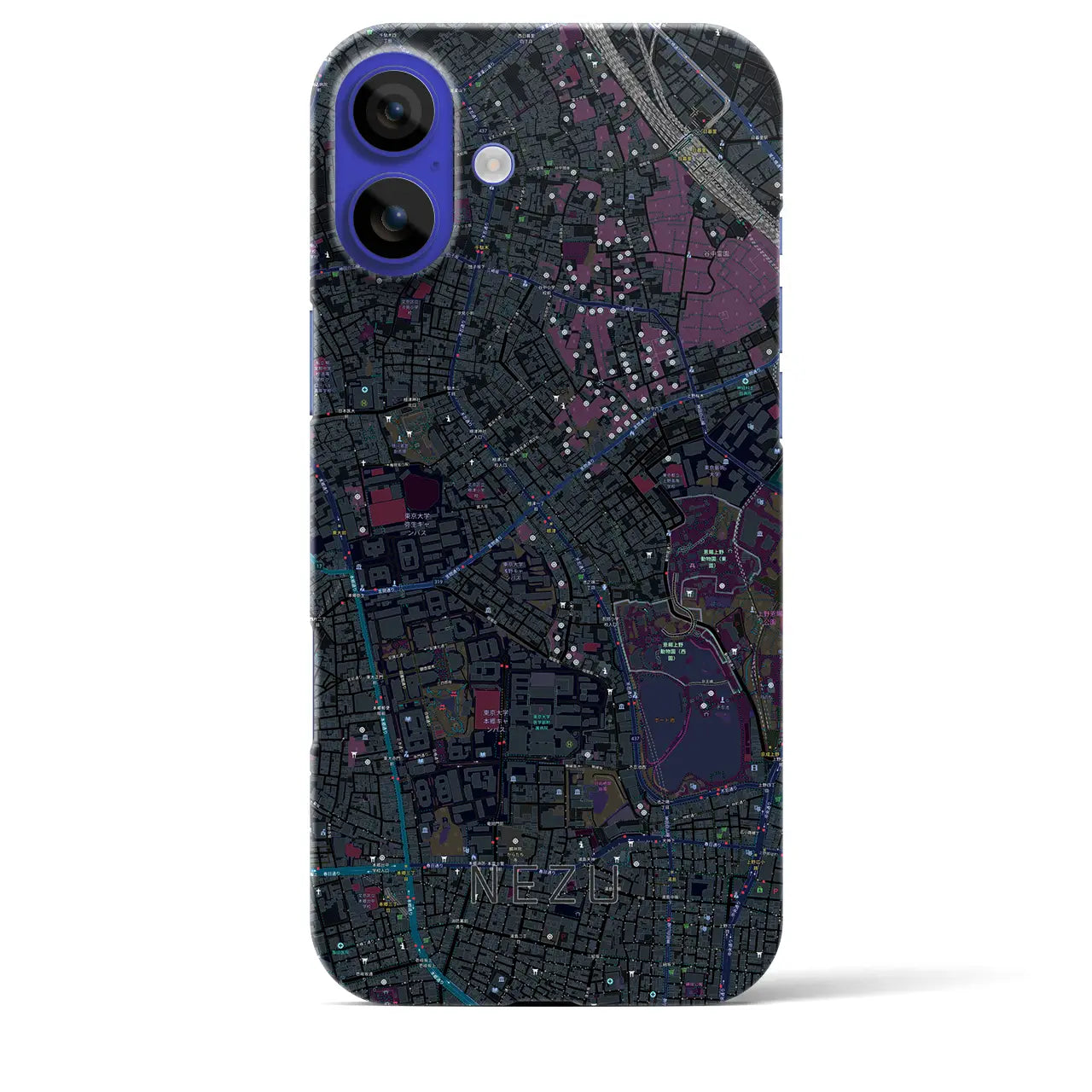 【根津(東京都)】地図柄iPhoneケース(バックカバータイプ)