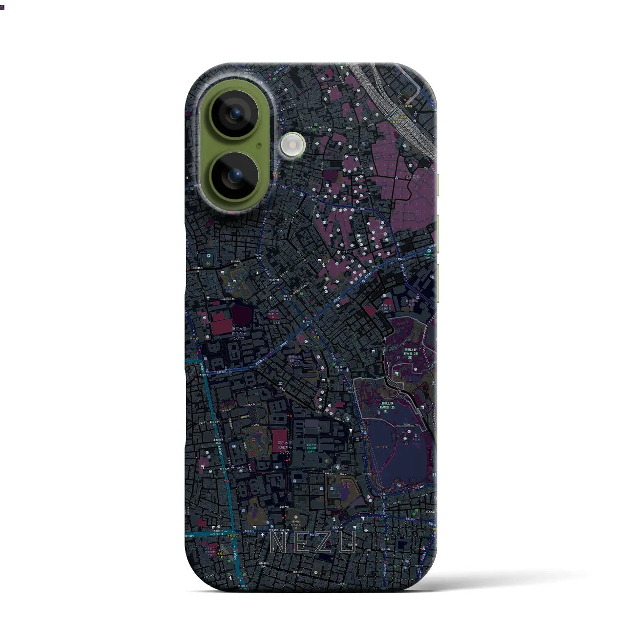 【根津(東京都)】地図柄iPhoneケース(バックカバータイプ)