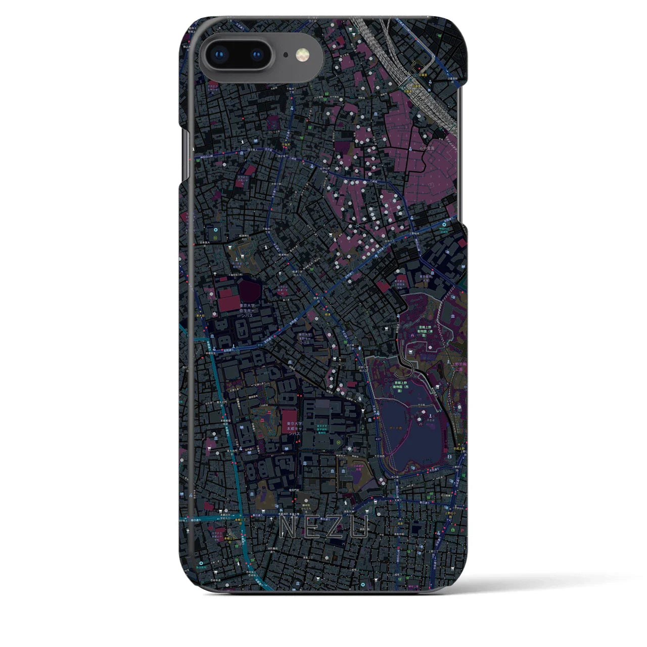 【根津(東京都)】地図柄iPhoneケース(バックカバータイプ)