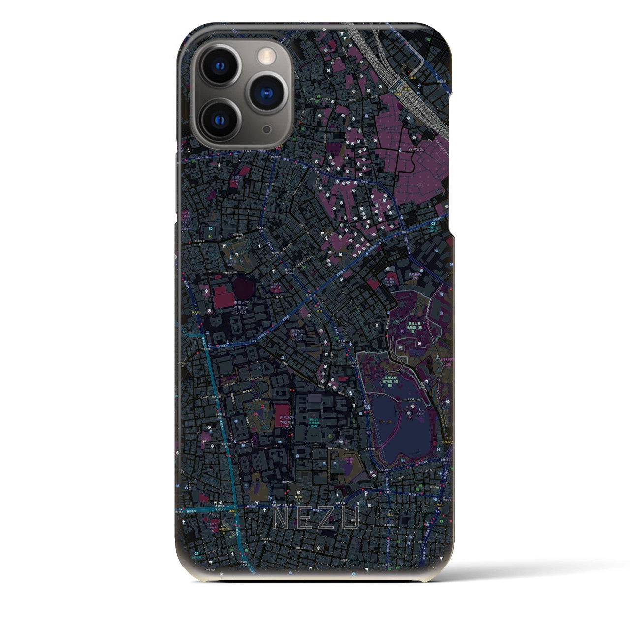 【根津(東京都)】地図柄iPhoneケース(バックカバータイプ)