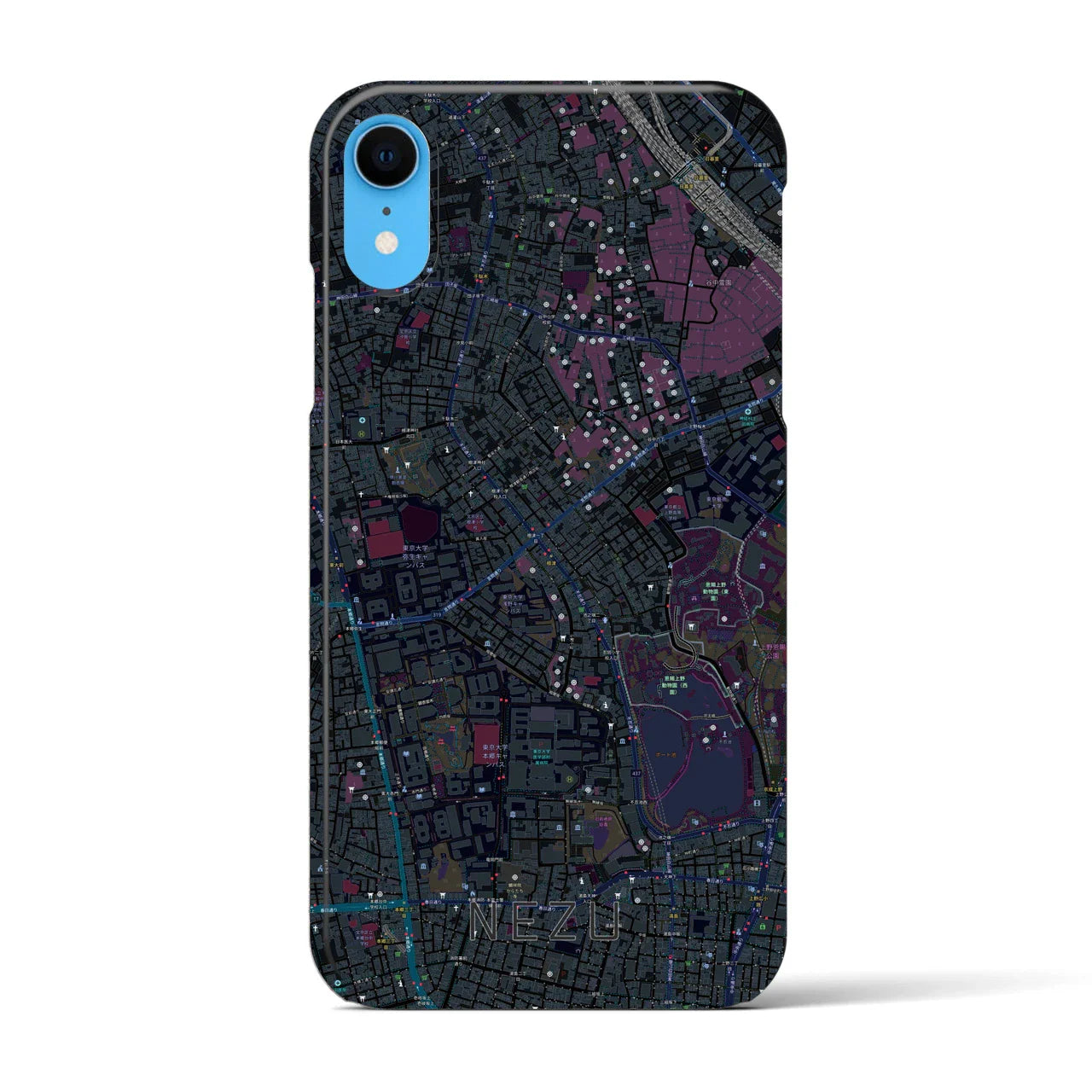 【根津(東京都)】地図柄iPhoneケース(バックカバータイプ)