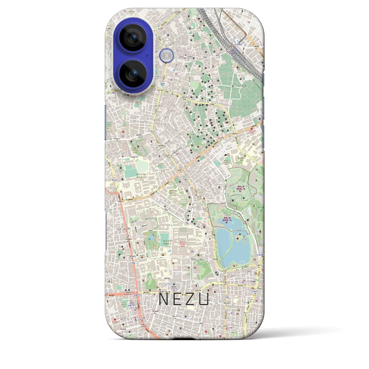 【根津(東京都)】地図柄iPhoneケース(バックカバータイプ)ナチュラル・iPhone 16 Pro Max 用