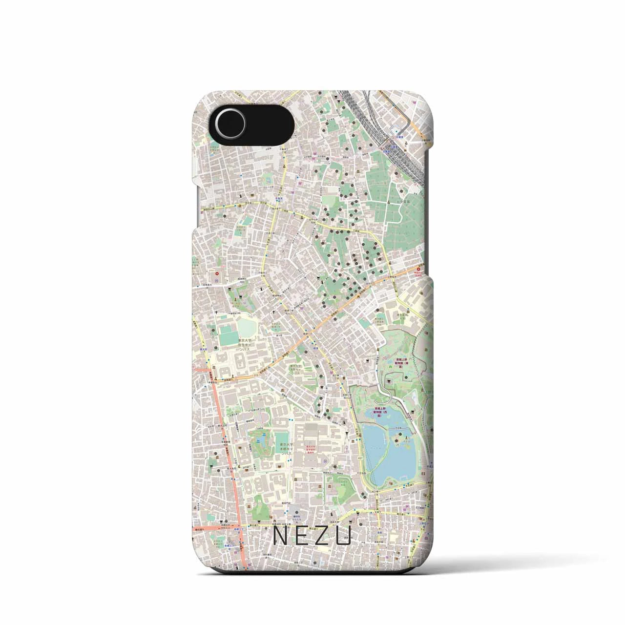 【根津(東京都)】地図柄iPhoneケース(バックカバータイプ)